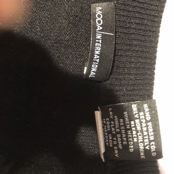 Silk cashmere Moda International luxurious knit sweater / dress black v neck S - Picture 5 of 8